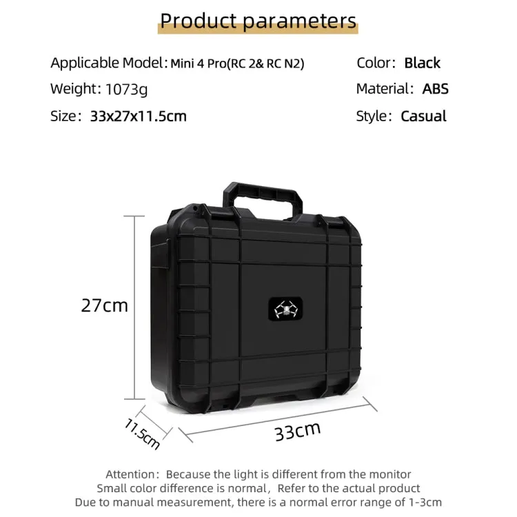 For DJI Mini 4 Pro / Mini 3 Pro Drone Suitcase Explosion-proof Box Compatible with RC & RC 2, RC-N1 & RC-N2(Black)