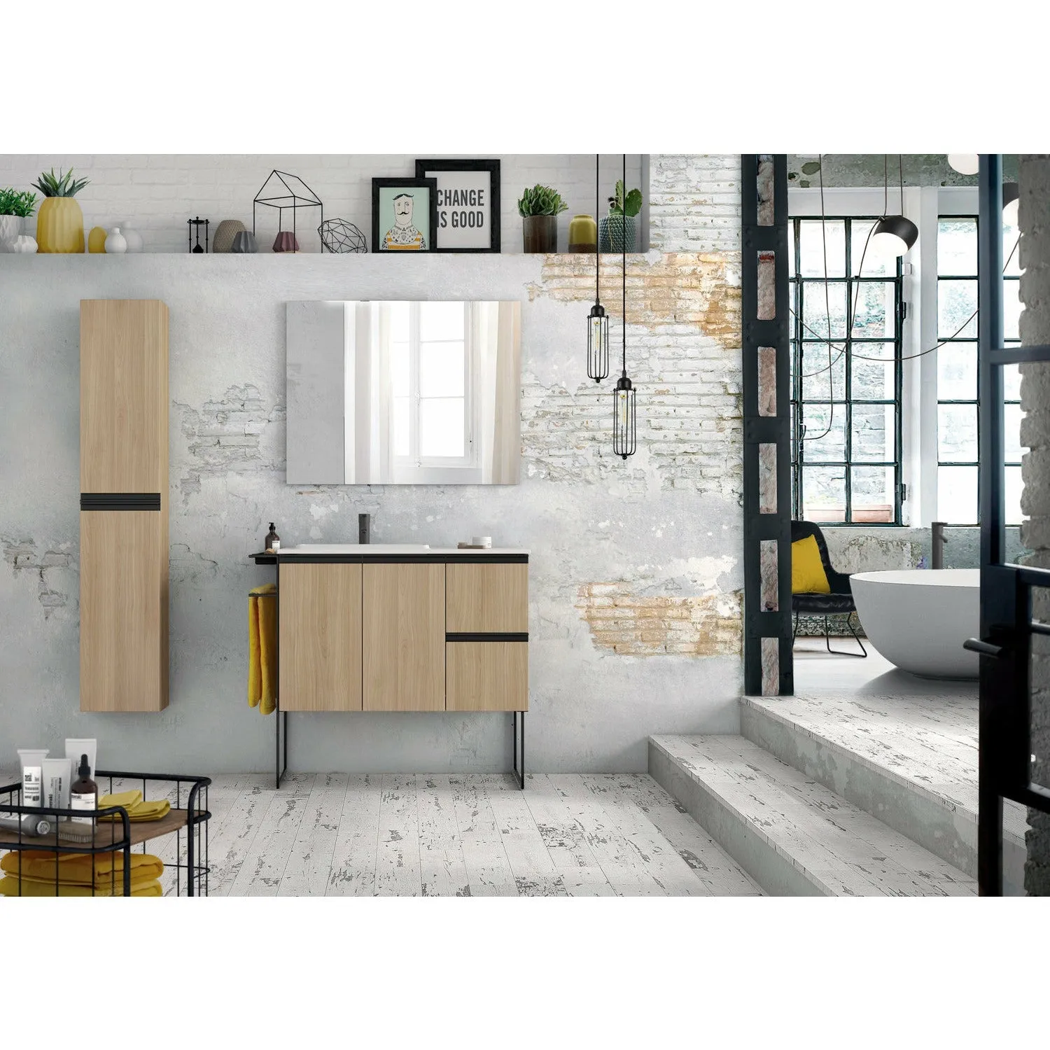 Frontline Structure 900mm Illuminated Mirror with Black Shelf & Storage Cases