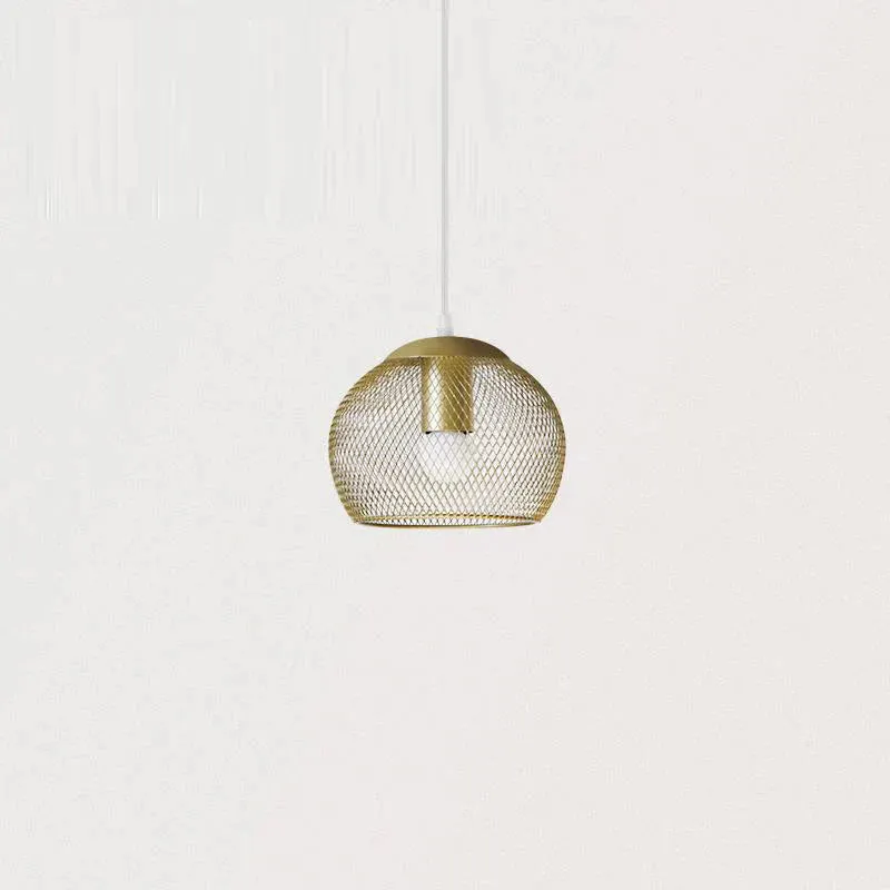 Golden Iron Mesh Led Chandelier Decorated with Iron Cage Chandelier