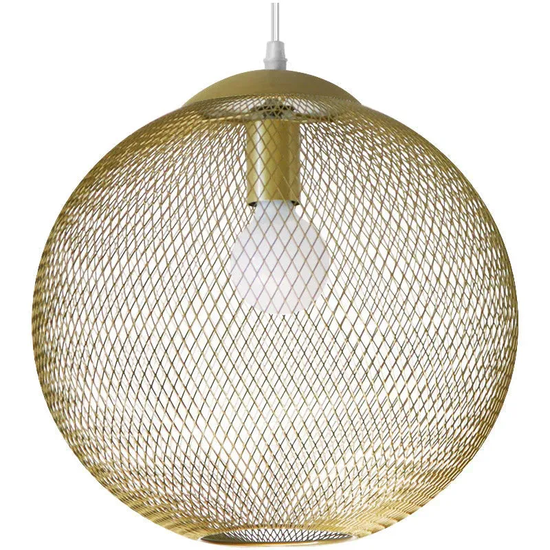 Golden Iron Mesh Led Chandelier Decorated with Iron Cage Chandelier