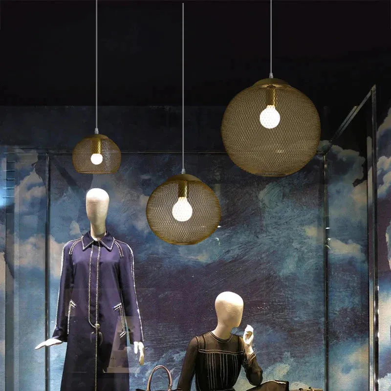 Golden Iron Mesh Led Chandelier Decorated with Iron Cage Chandelier