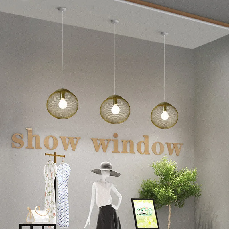 Golden Iron Mesh Led Chandelier Decorated with Iron Cage Chandelier