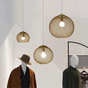 Golden Iron Mesh Led Chandelier Decorated with Iron Cage Chandelier