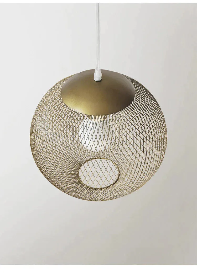 Golden Iron Mesh Led Chandelier Decorated with Iron Cage Chandelier