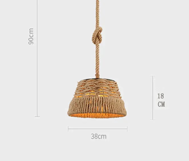 Hemp Rope Flower Basket Chandelier Loft Retro Industrial Style