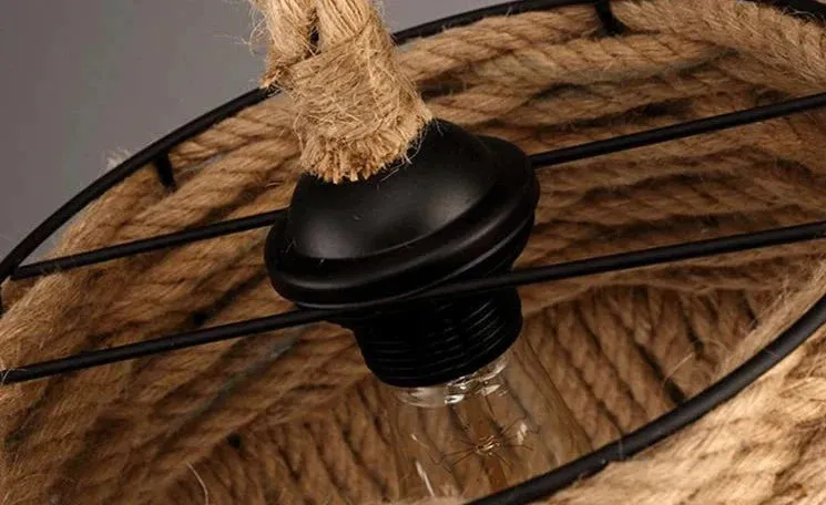 Hemp Rope Flower Basket Chandelier Loft Retro Industrial Style