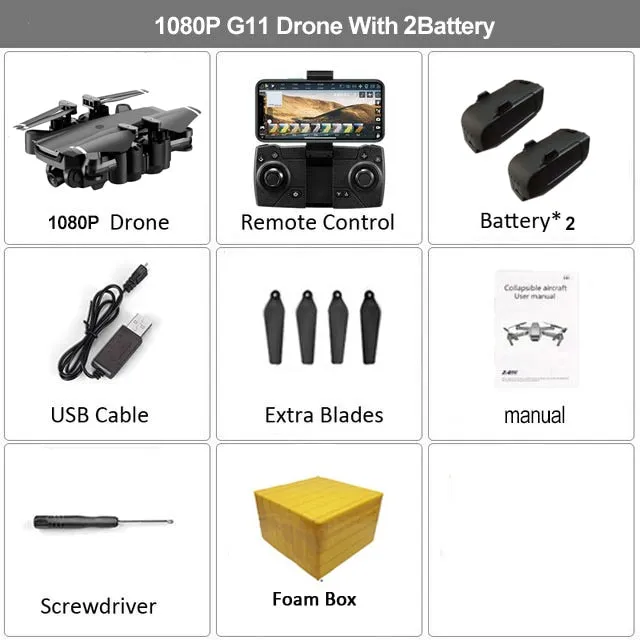 HGIYI G11 GPS RC Drone 4K HD Camera Quadcopter WIFI FPV With 50 Times Zoom Foldable Helicopter Professional Drones Optical Flow