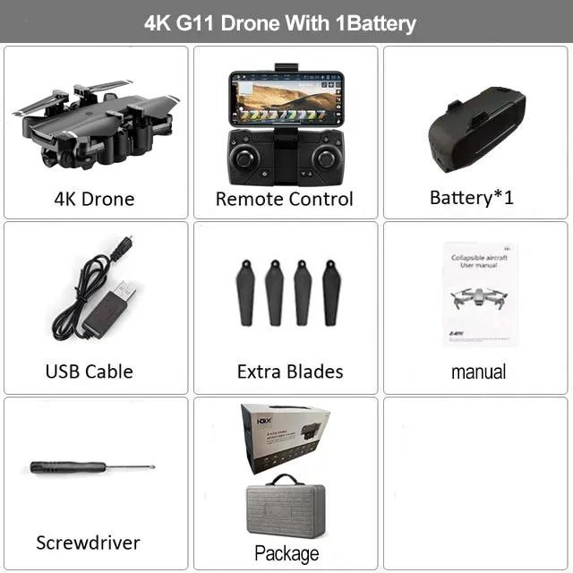 HGIYI G11 GPS RC Drone 4K HD Camera Quadcopter WIFI FPV With 50 Times Zoom Foldable Helicopter Professional Drones Optical Flow