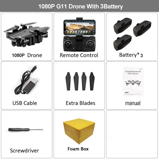 HGIYI G11 GPS RC Drone 4K HD Camera Quadcopter WIFI FPV With 50 Times Zoom Foldable Helicopter Professional Drones Optical Flow