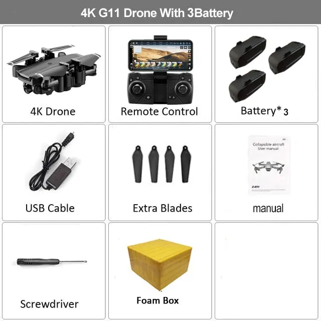 HGIYI G11 GPS RC Drone 4K HD Camera Quadcopter WIFI FPV With 50 Times Zoom Foldable Helicopter Professional Drones Optical Flow
