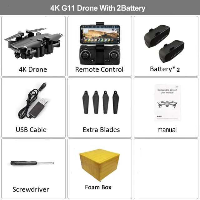 HGIYI G11 GPS RC Drone 4K HD Camera Quadcopter WIFI FPV With 50 Times Zoom Foldable Helicopter Professional Drones Optical Flow