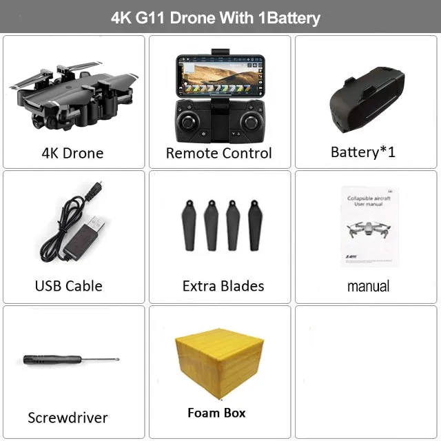 HGIYI G11 GPS RC Drone 4K HD Camera Quadcopter WIFI FPV With 50 Times Zoom Foldable Helicopter Professional Drones Optical Flow