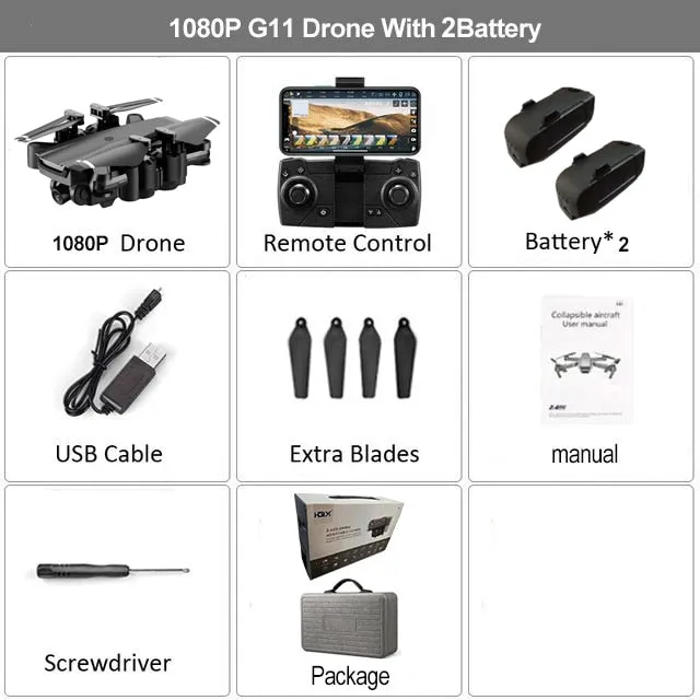 HGIYI G11 GPS RC Drone 4K HD Camera Quadcopter WIFI FPV With 50 Times Zoom Foldable Helicopter Professional Drones Optical Flow
