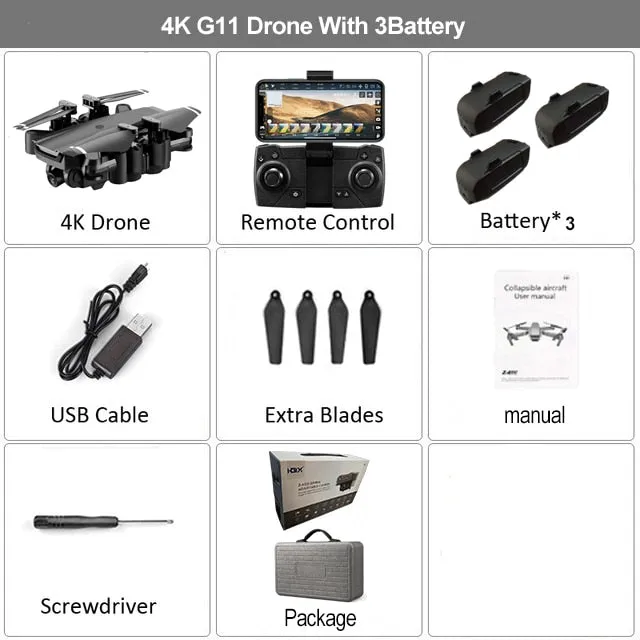 HGIYI G11 GPS RC Drone 4K HD Camera Quadcopter WIFI FPV With 50 Times Zoom Foldable Helicopter Professional Drones Optical Flow
