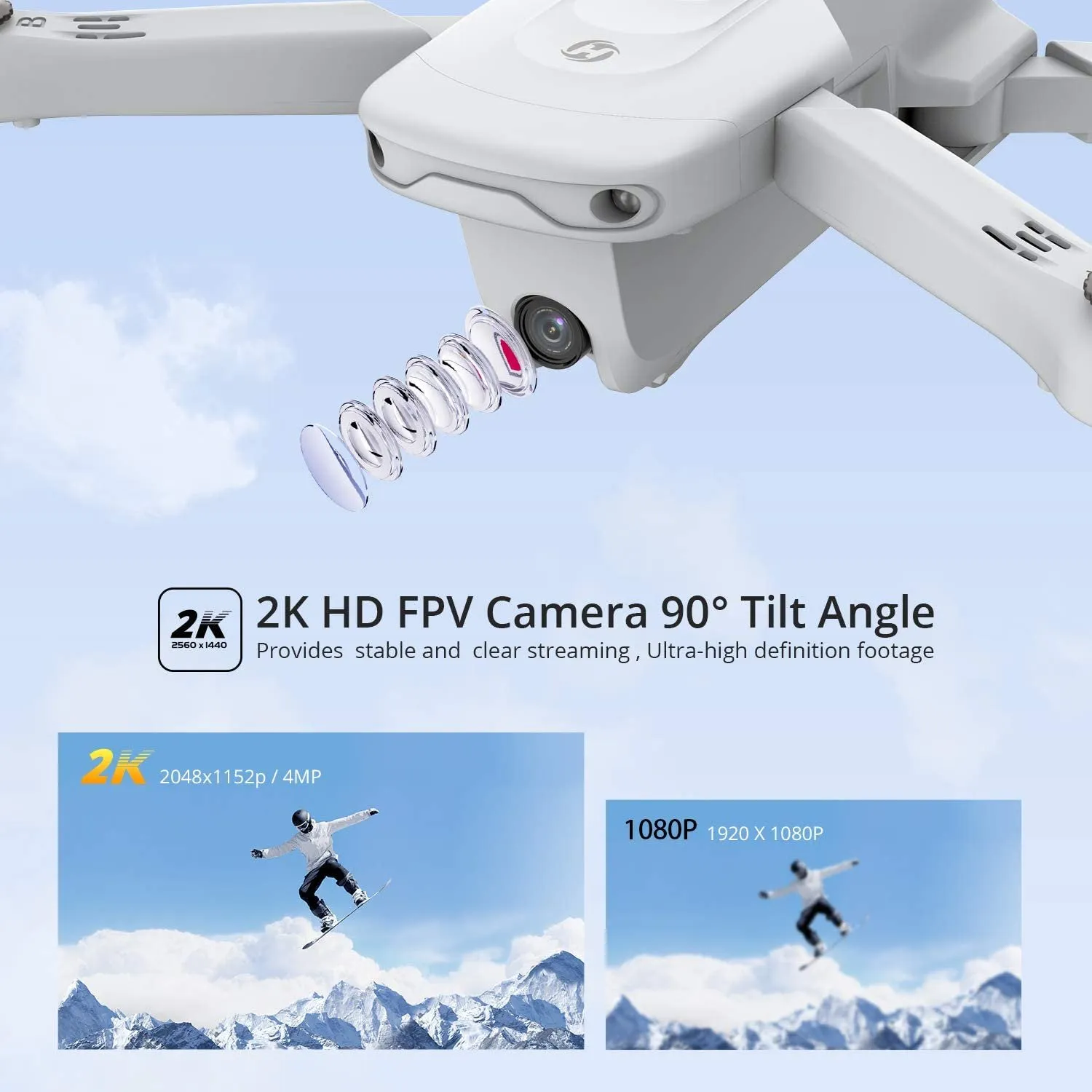 Holy Stone HS175 Drone for Adults With 2K Camera GPS Auto Return Home 5GHz FPV, Grey
