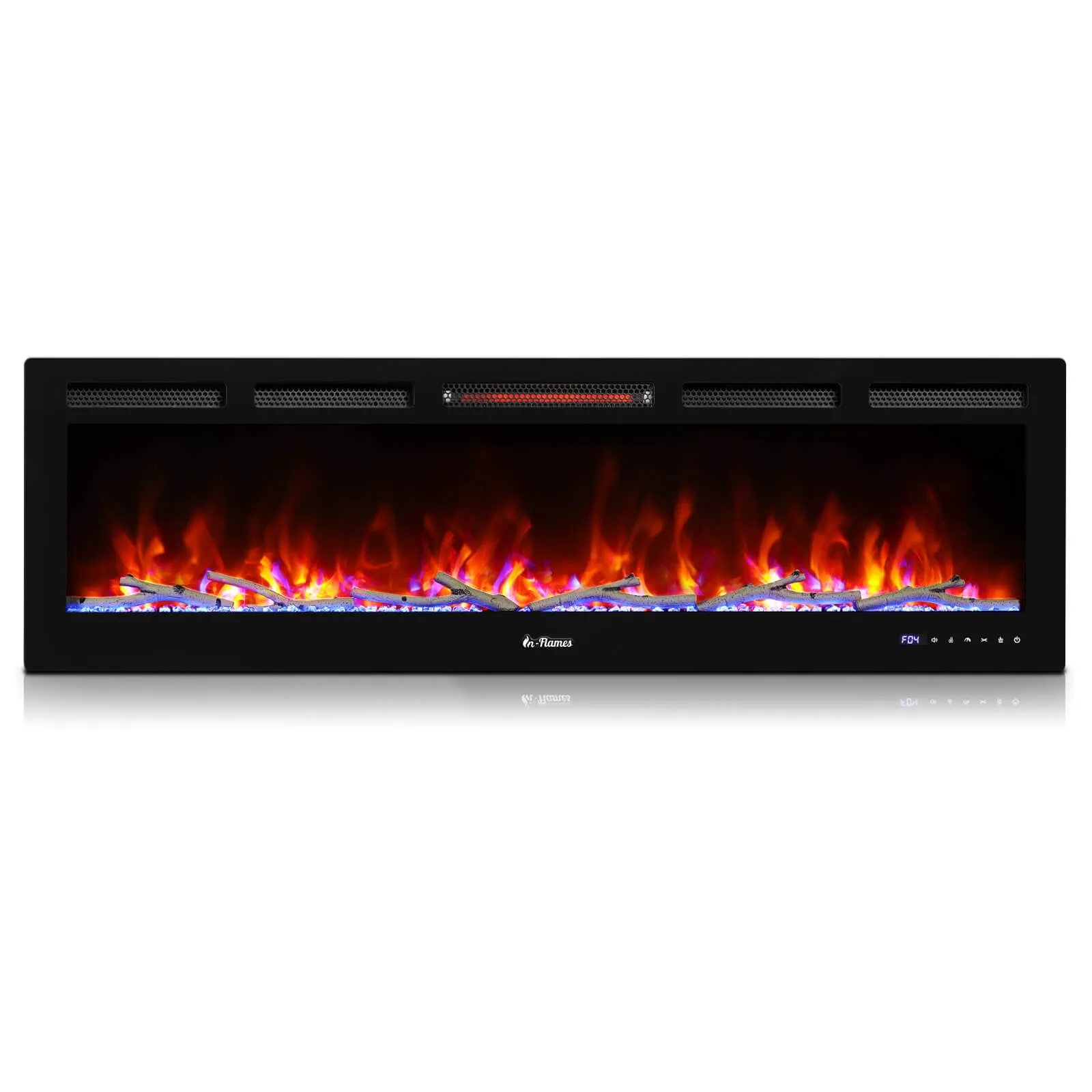 In Flames INF60W-3D WiFi Smart Wall Mounted Electric Fireplace - Tempered Glass
