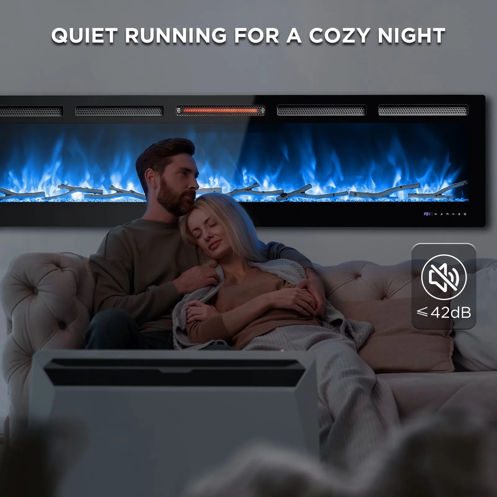 In Flames INF72W-3D WiFi Smart Wall Mounted Electric Fireplace - Tempered Glass
