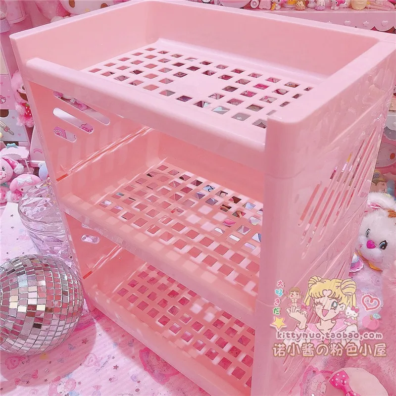 Kawaii Pink Three Tiers Storage