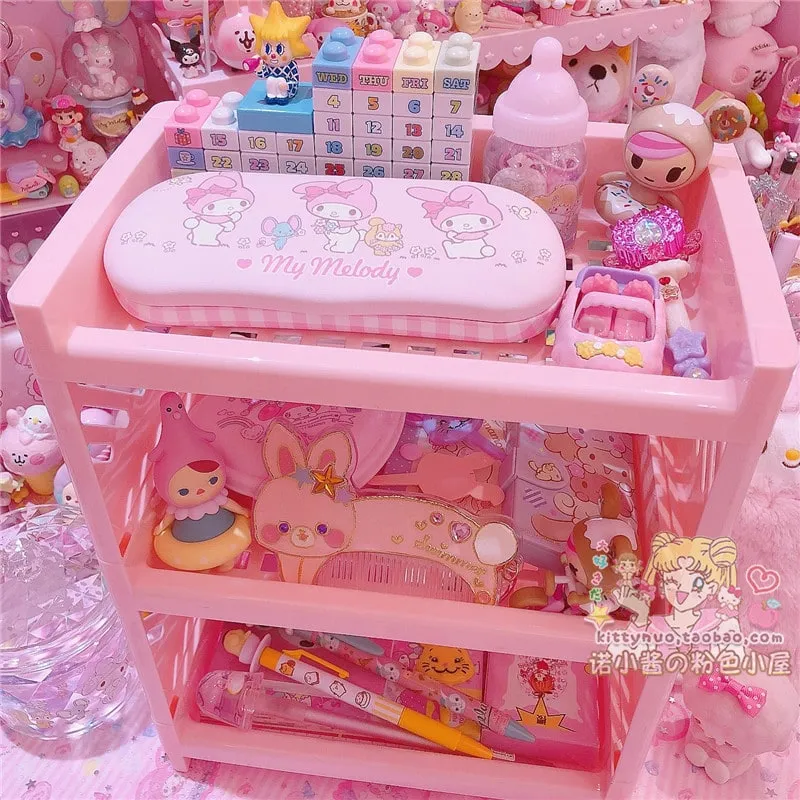 Kawaii Pink Three Tiers Storage