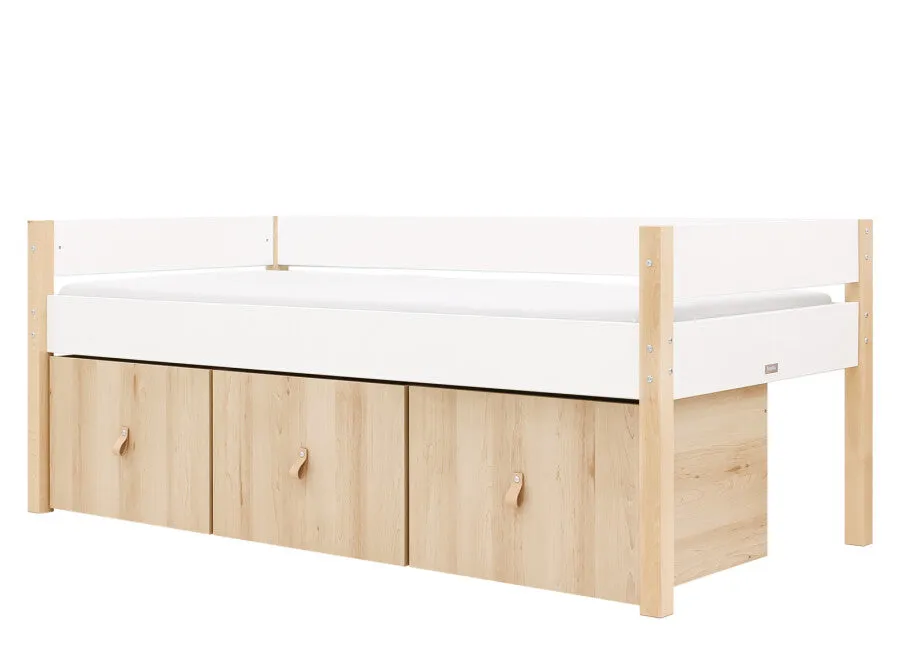 Lucas Compact Bed White/Natural with 3 Storage Boxes
