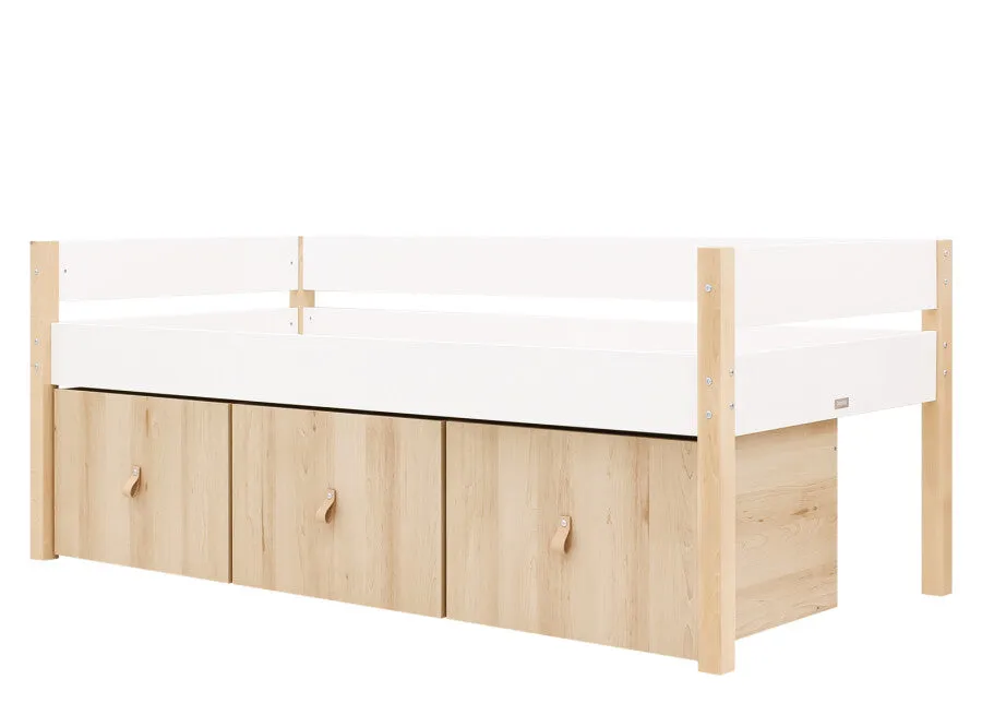 Lucas Compact Bed White/Natural with 3 Storage Boxes