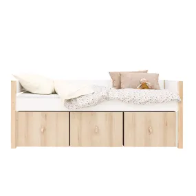 Lucas Compact Bed White/Natural with 3 Storage Boxes