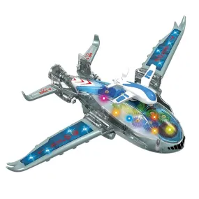 Lucency Battery Operated Airplane Toy with Lights & Music - 3 Years - Gray