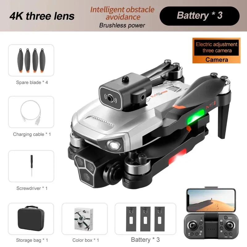 M1s Mini Drone 4k Profesional Three HD Camera Obstacle Avoidance Aerial Photography Brushless Motor Foldable Rc Quadcopter Toys