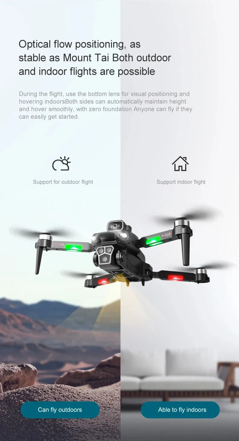 M1s Mini Drone 4k Profesional Three HD Camera Obstacle Avoidance Aerial Photography Brushless Motor Foldable Rc Quadcopter Toys