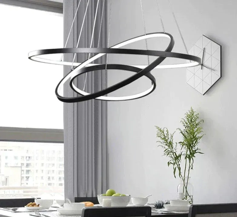 Made-custom 5Rings Modern Led Pendant Light For Large Living Room Dining Room Bedroom Luminares Pendant Mounted LED Pendant Lamp