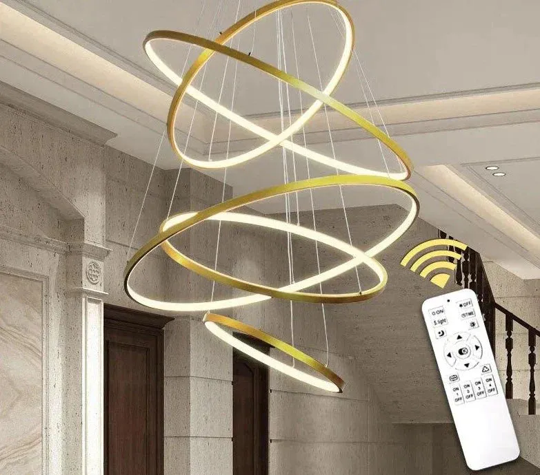 Made-custom 5Rings Modern Led Pendant Light For Large Living Room Dining Room Bedroom Luminares Pendant Mounted LED Pendant Lamp