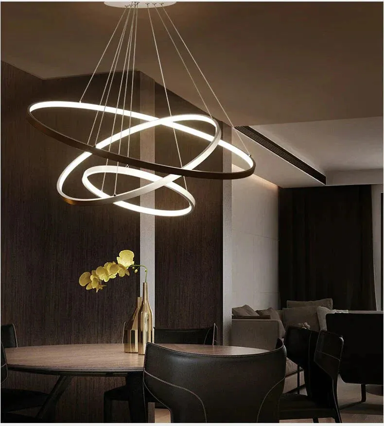 Made-custom 5Rings Modern Led Pendant Light For Large Living Room Dining Room Bedroom Luminares Pendant Mounted LED Pendant Lamp