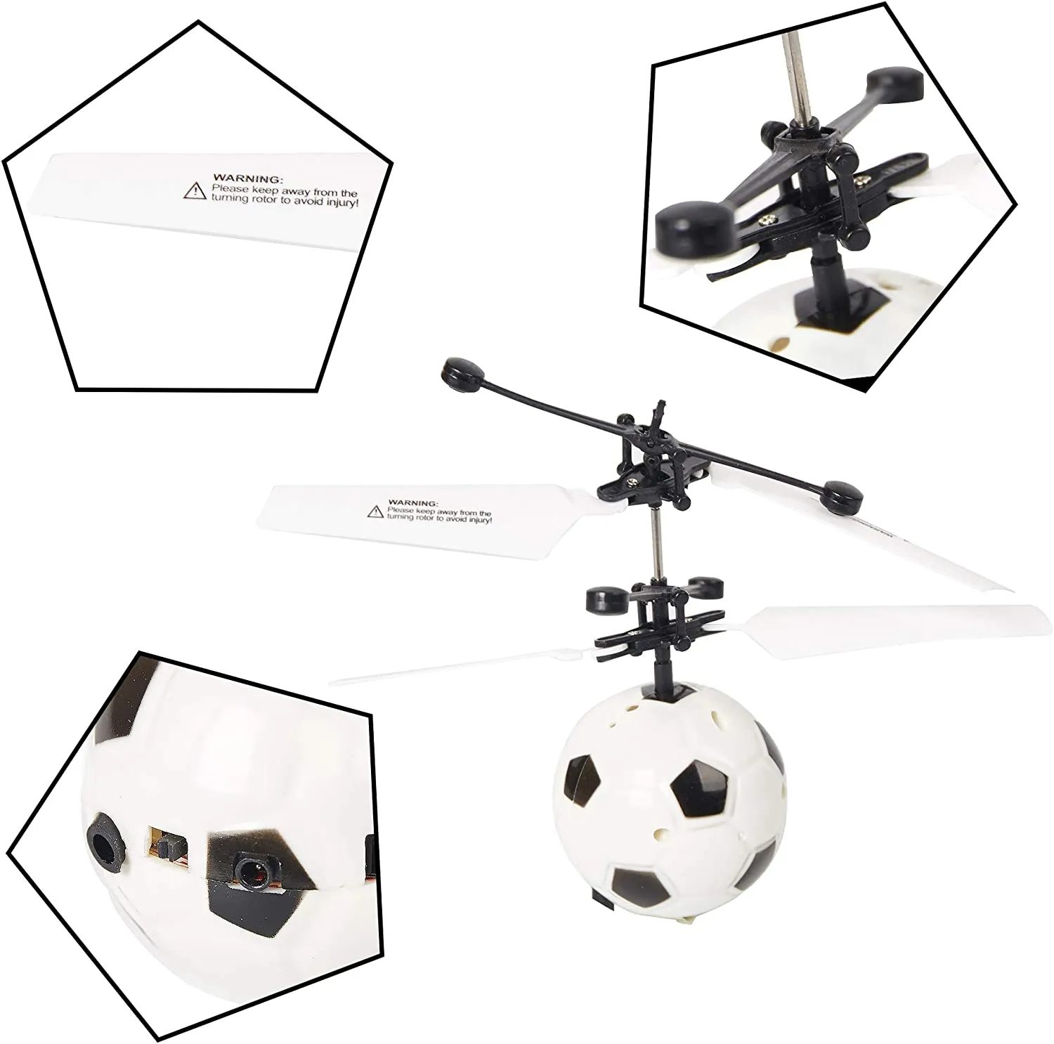 Magic Flying Football Toy for Adults Teens Built-in LED Light Helicopter Ball Toy for Flying Drone