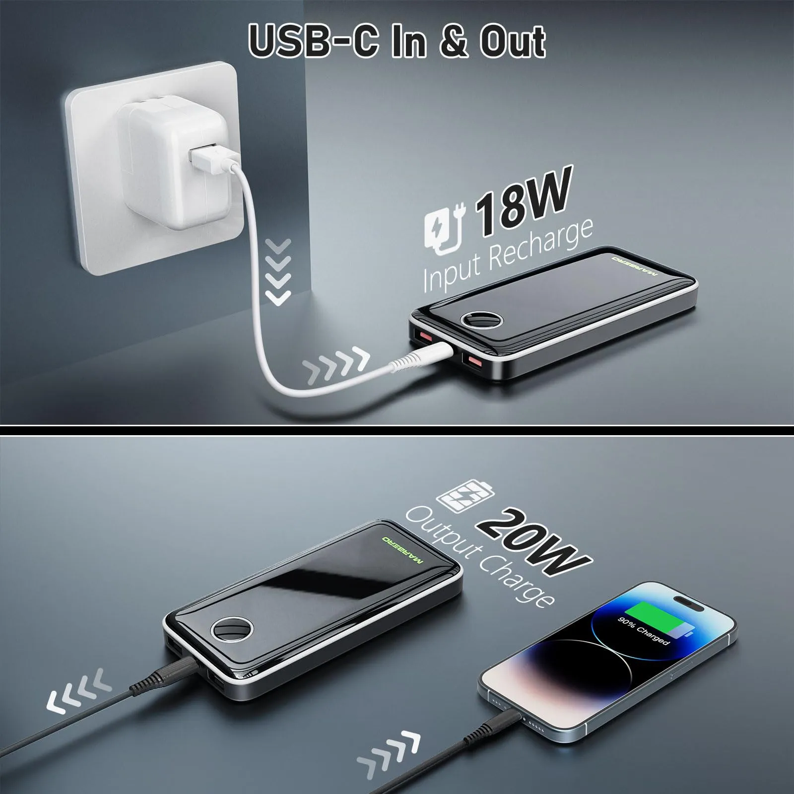 MARBERO 10000mAh Portable Fast Charging Power Bank