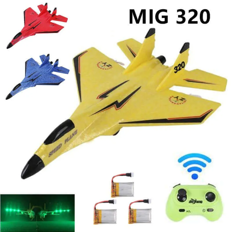 MIG 320 Foam RC Glider Drone | Hand-Thrown Electric Airplane Toy for Boys