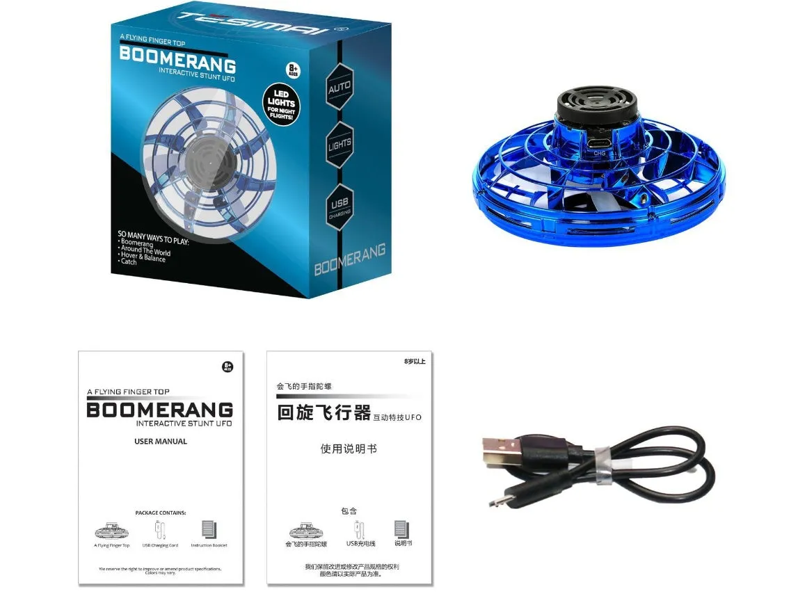 Mini LED UFO Flying Spinner | Fingertip Gyro Drone | Interactive Decompression Toy