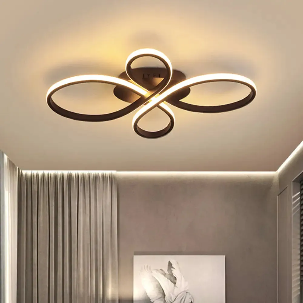 Minimalist White/Coffee LED Ceiling Light with Acrylic Frame and Adjustable Warm/White/Natural Lighting