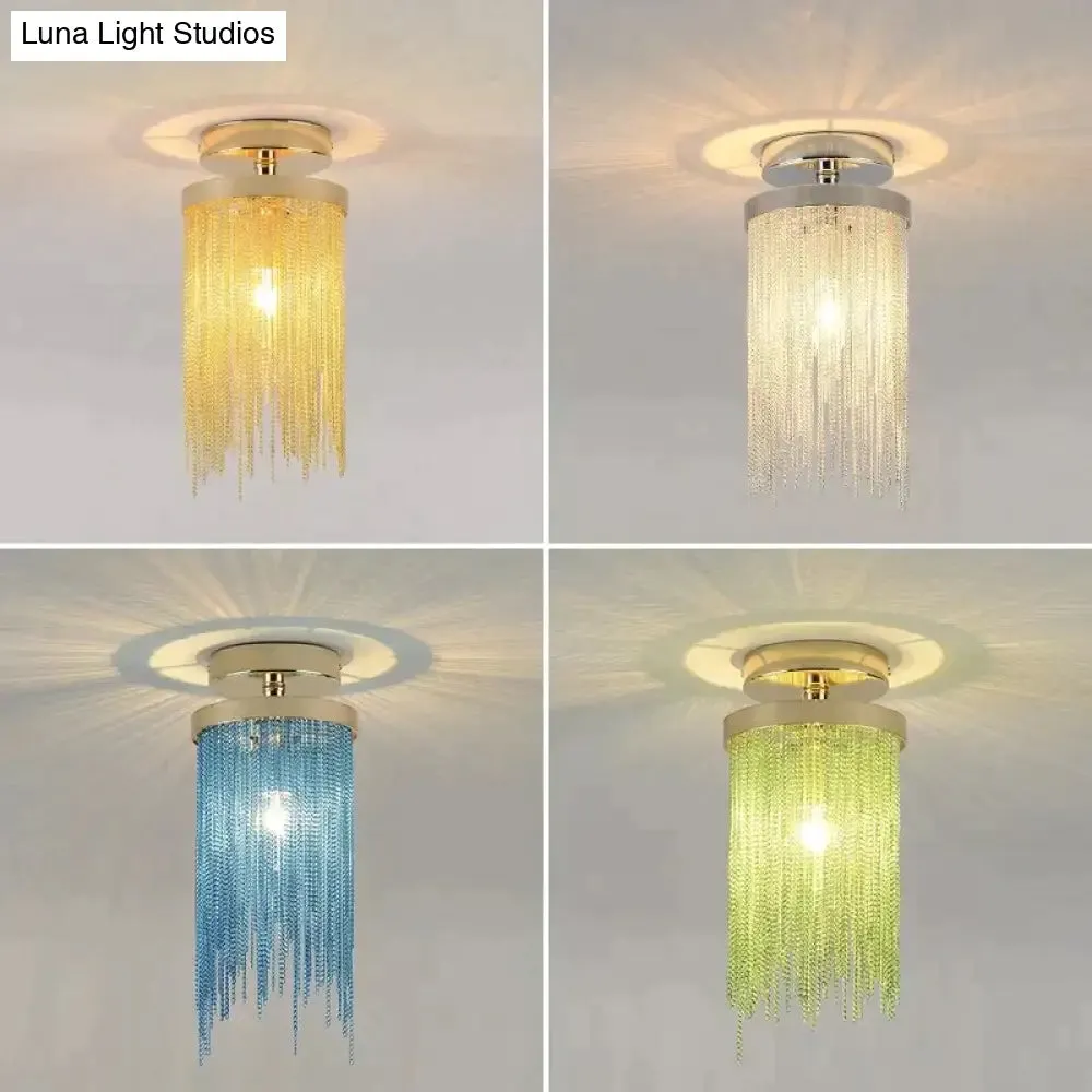 Modern Ceiling Light For Bar Ceiling Lamp Dining Room Simple Silver Golden Blue Green Waterfall Lamps Vintage Metal Lights Foyer