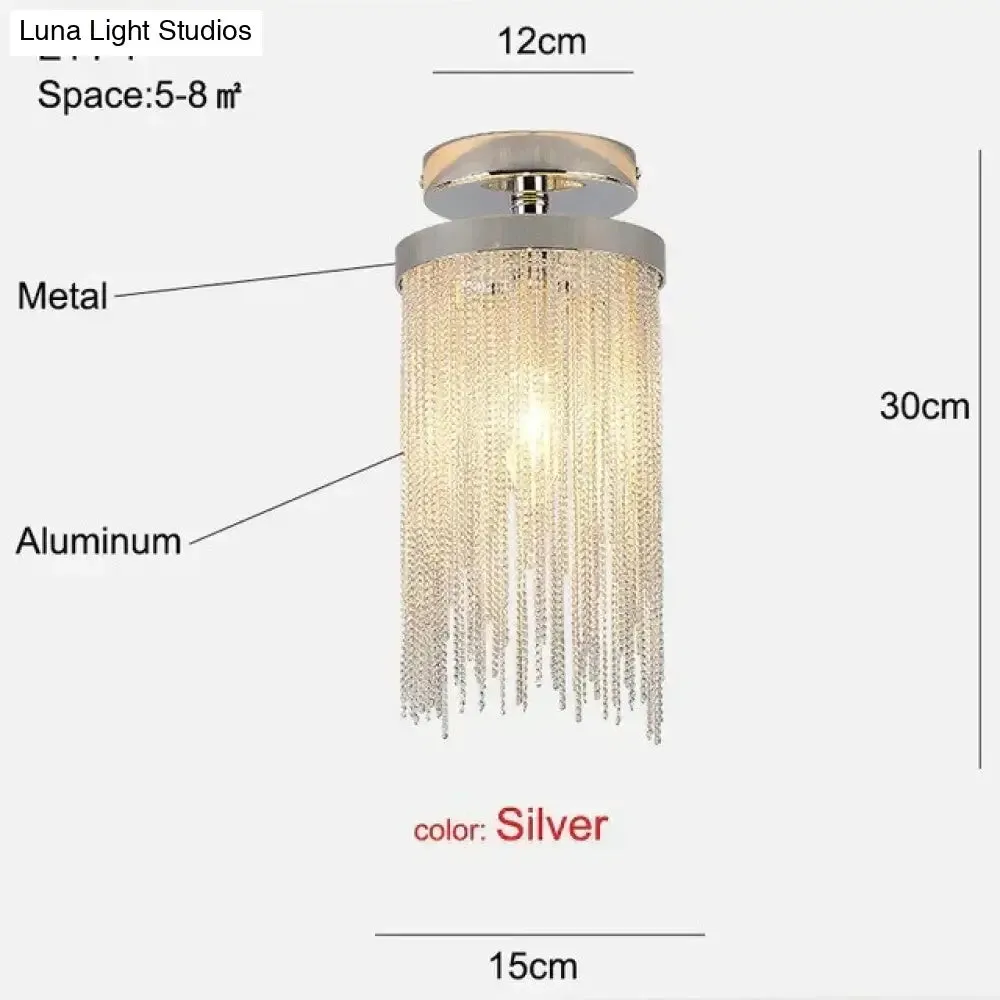 Modern Ceiling Light For Bar Ceiling Lamp Dining Room Simple Silver Golden Blue Green Waterfall Lamps Vintage Metal Lights Foyer