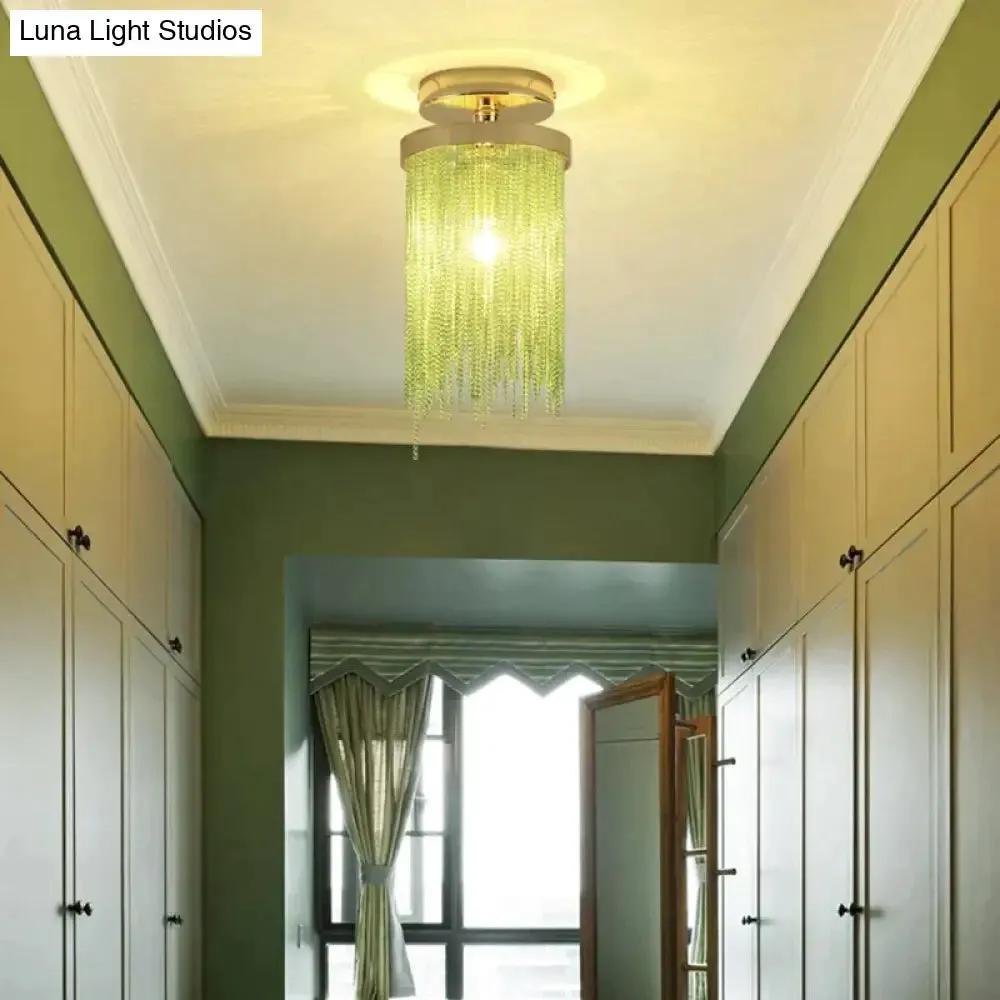 Modern Ceiling Light For Bar Ceiling Lamp Dining Room Simple Silver Golden Blue Green Waterfall Lamps Vintage Metal Lights Foyer