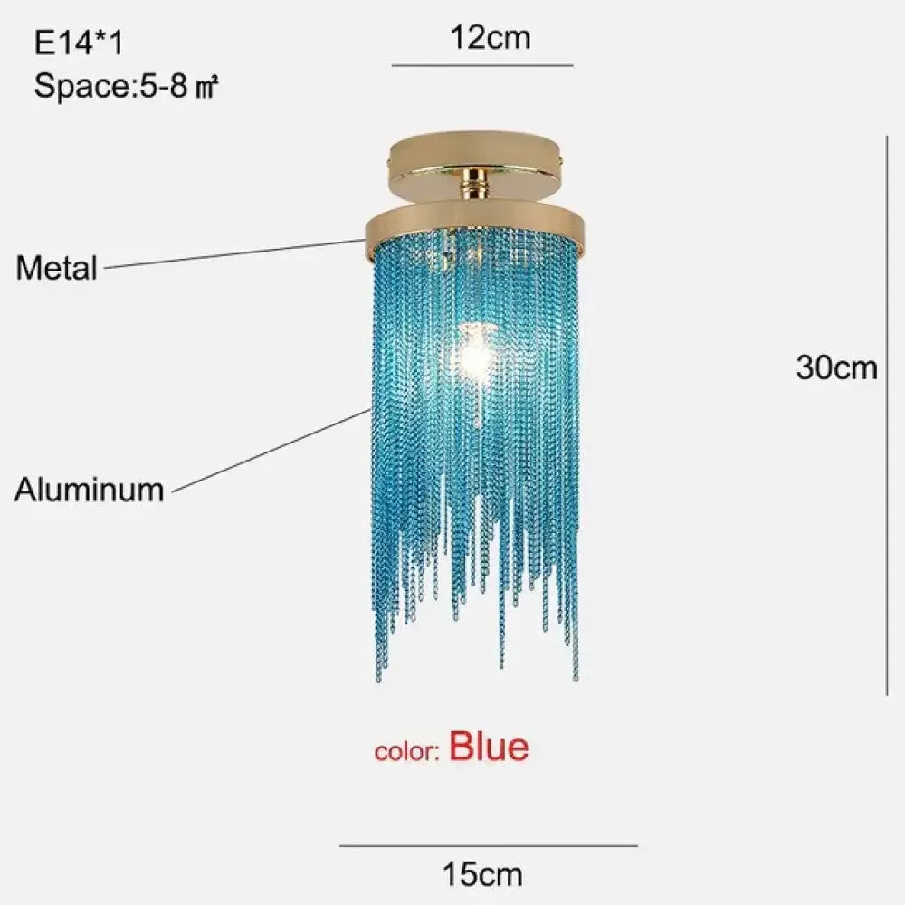 Modern Ceiling Light For Bar Ceiling Lamp Dining Room Simple Silver Golden Blue Green Waterfall Lamps Vintage Metal Lights Foyer