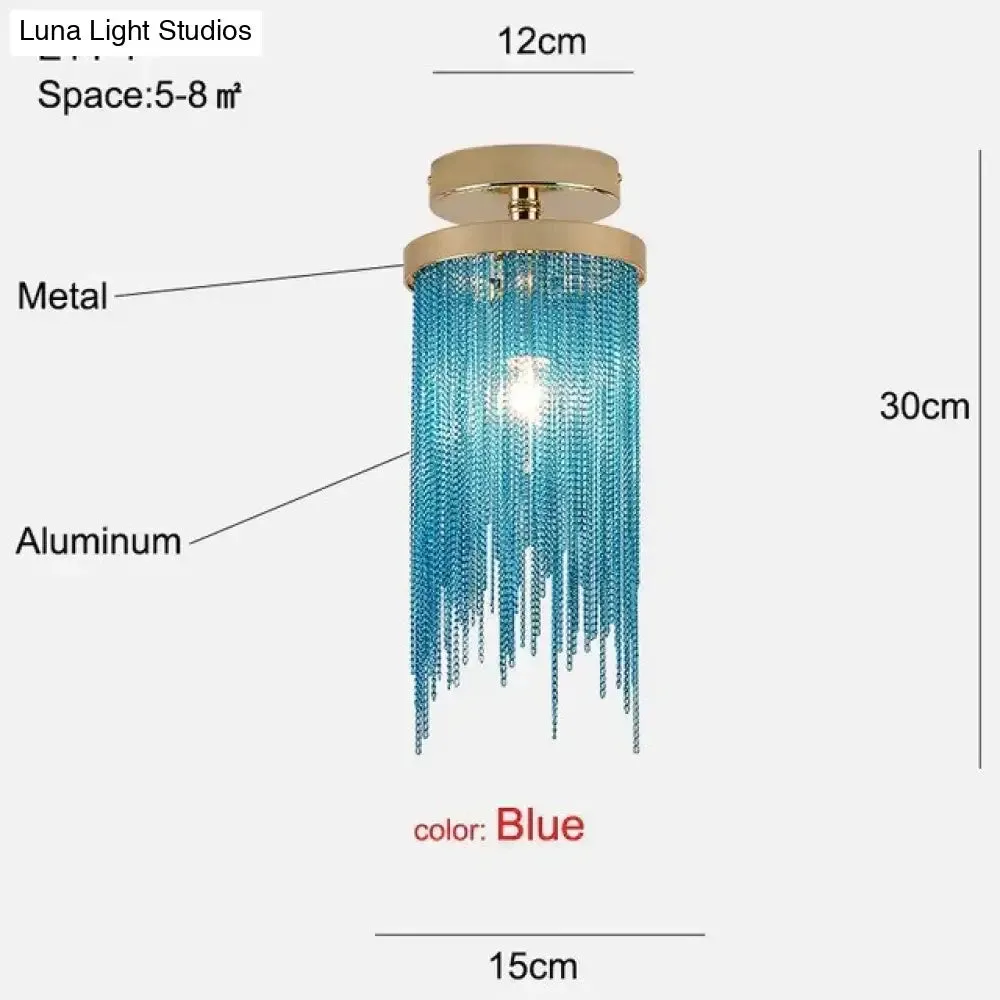 Modern Ceiling Light For Bar Ceiling Lamp Dining Room Simple Silver Golden Blue Green Waterfall Lamps Vintage Metal Lights Foyer