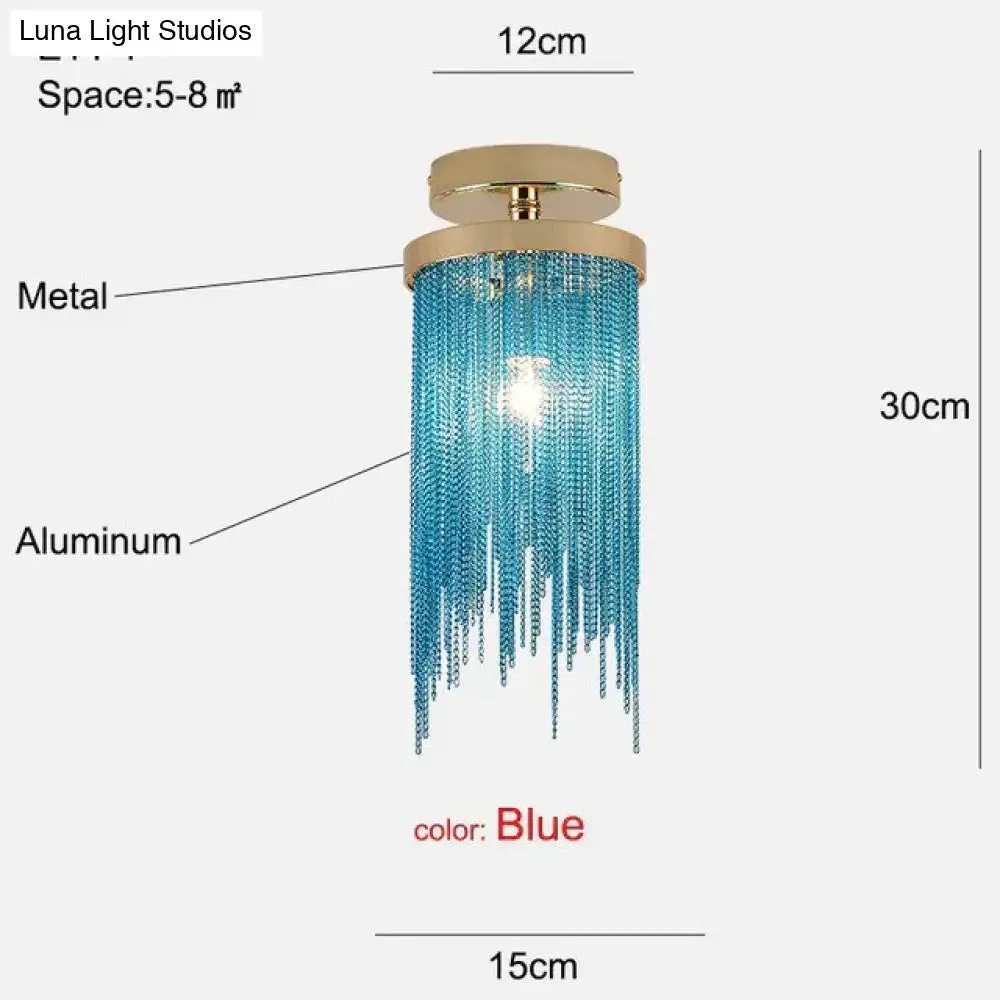 Modern Ceiling Light For Bar Ceiling Lamp Dining Room Simple Silver Golden Blue Green Waterfall Lamps Vintage Metal Lights Foyer