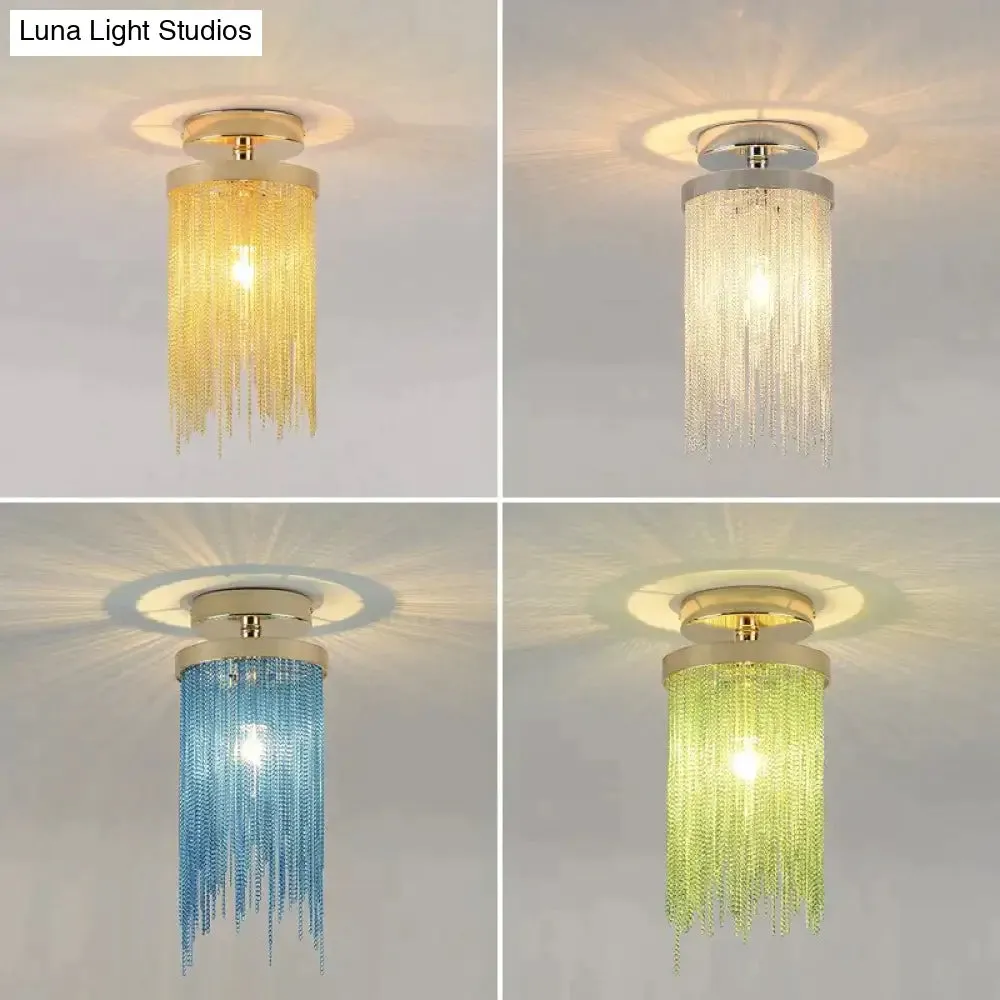 Modern Ceiling Light For Bar Ceiling Lamp Dining Room Simple Silver Golden Blue Green Waterfall Lamps Vintage Metal Lights Foyer