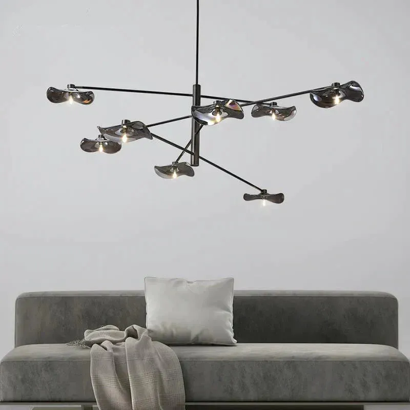 Modern New Special-shaped Lotus Leaf Glass Branch Living Room Dining Room Bedroom Personalized Chandelier