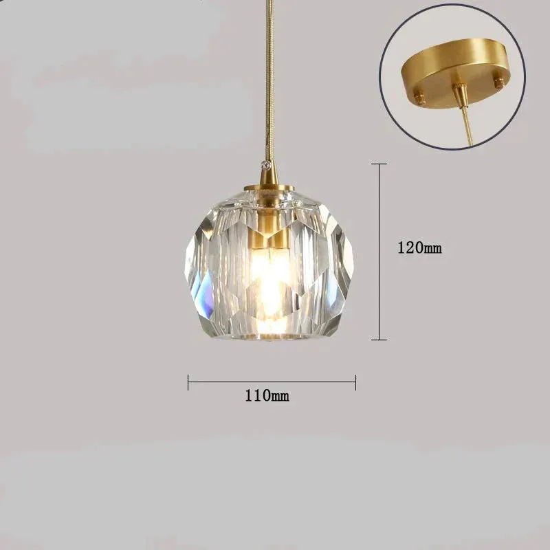 Modern Simple Personality Crystal Ball Restaurant Chandelier Creative Bar Corridor Duplex Staircase Led Copper Chandelier