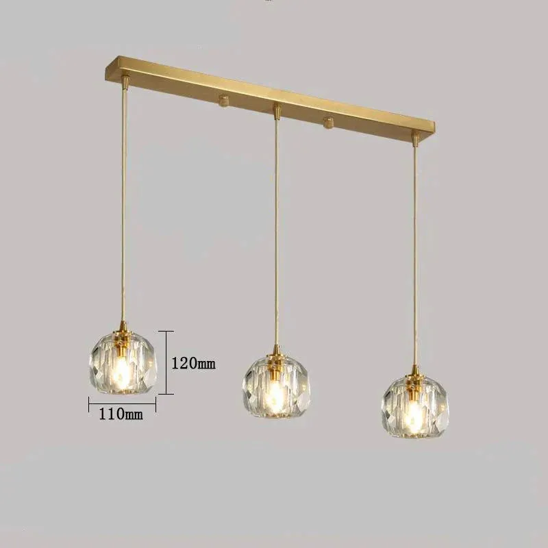 Modern Simple Personality Crystal Ball Restaurant Chandelier Creative Bar Corridor Duplex Staircase Led Copper Chandelier