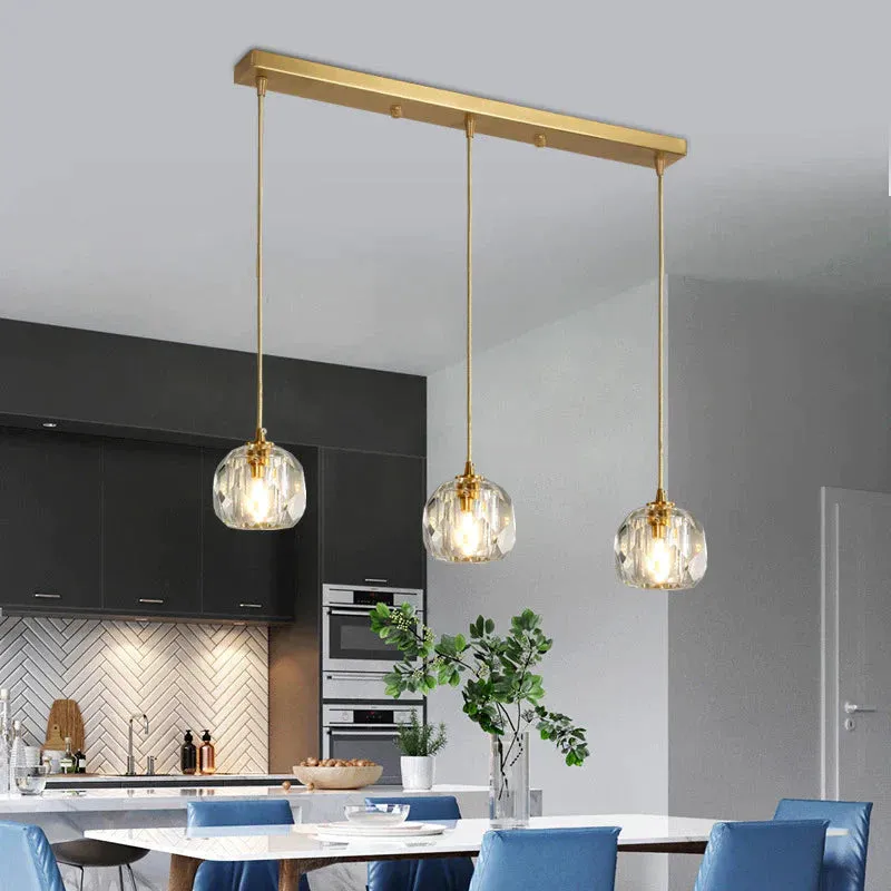 Modern Simple Personality Crystal Ball Restaurant Chandelier Creative Bar Corridor Duplex Staircase Led Copper Chandelier