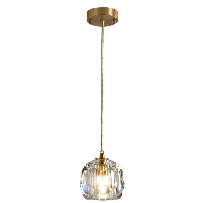 Modern Simple Personality Crystal Ball Restaurant Chandelier Creative Bar Corridor Duplex Staircase Led Copper Chandelier