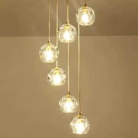 Modern Simple Personality Crystal Ball Restaurant Chandelier Creative Bar Corridor Duplex Staircase Led Copper Chandelier